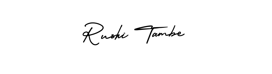 Rushi Tambe stylish signature style. Best Handwritten Sign (AmerikaSignatureDemo-Regular) for my name. Handwritten Signature Collection Ideas for my name Rushi Tambe. Rushi Tambe signature style 3 images and pictures png