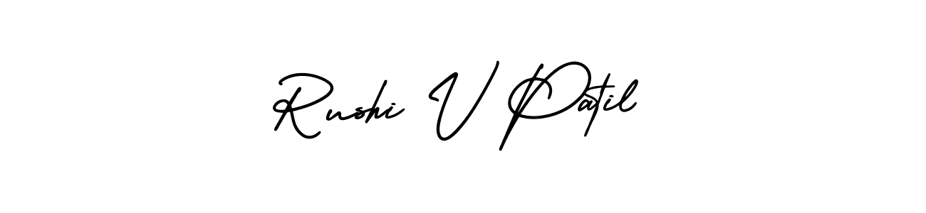 AmerikaSignatureDemo-Regular is a professional signature style that is perfect for those who want to add a touch of class to their signature. It is also a great choice for those who want to make their signature more unique. Get Rushi V Patil name to fancy signature for free. Rushi V Patil signature style 3 images and pictures png