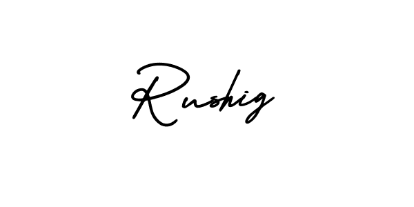 How to make Rushig name signature. Use AmerikaSignatureDemo-Regular style for creating short signs online. This is the latest handwritten sign. Rushig signature style 3 images and pictures png