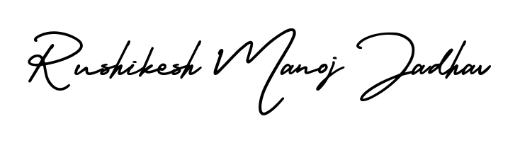 Personalize your online presence with Rushikesh Manoj Jadhav signature rendered in elegant AmerikaSignatureDemo-Regular font. Great for website footers and blogs. Rushikesh Manoj Jadhav signature style 3 images and pictures png