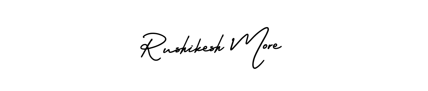 You should practise on your own different ways (AmerikaSignatureDemo-Regular) to write your name (Rushikesh More) in signature. don't let someone else do it for you. Rushikesh More signature style 3 images and pictures png