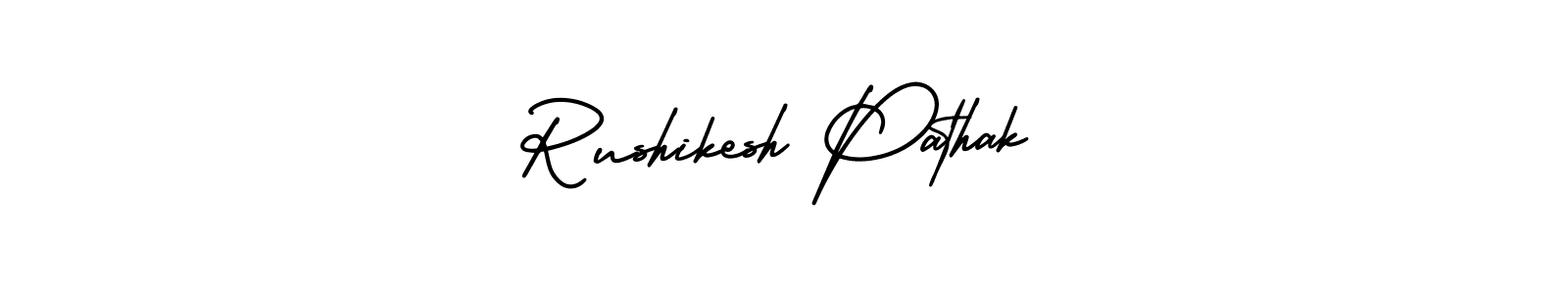 The best way (AmerikaSignatureDemo-Regular) to make a short signature is to pick only two or three words in your name. The name Rushikesh Pathak include a total of six letters. For converting this name. Rushikesh Pathak signature style 3 images and pictures png