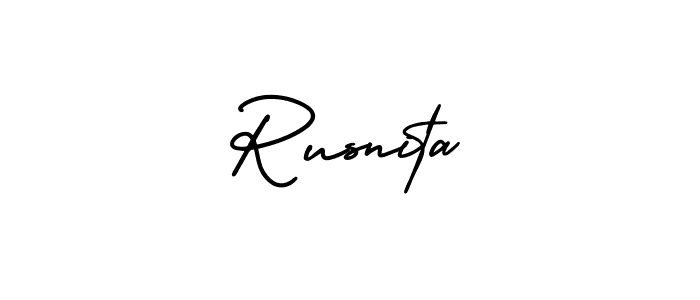 How to make Rusnita signature? AmerikaSignatureDemo-Regular is a professional autograph style. Create handwritten signature for Rusnita name. Rusnita signature style 3 images and pictures png