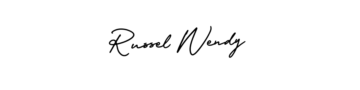 Similarly AmerikaSignatureDemo-Regular is the best handwritten signature design. Signature creator online .You can use it as an online autograph creator for name Russel Wendy. Russel Wendy signature style 3 images and pictures png