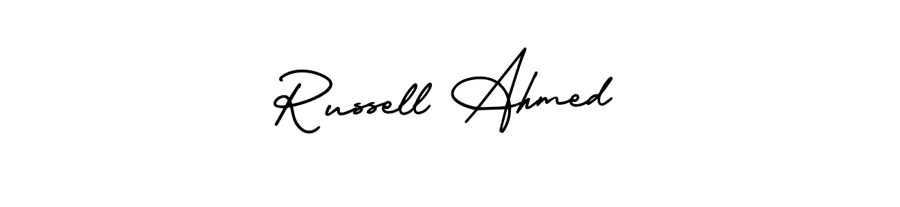 Design your own signature with our free online signature maker. With this signature software, you can create a handwritten (AmerikaSignatureDemo-Regular) signature for name Russell Ahmed. Russell Ahmed signature style 3 images and pictures png