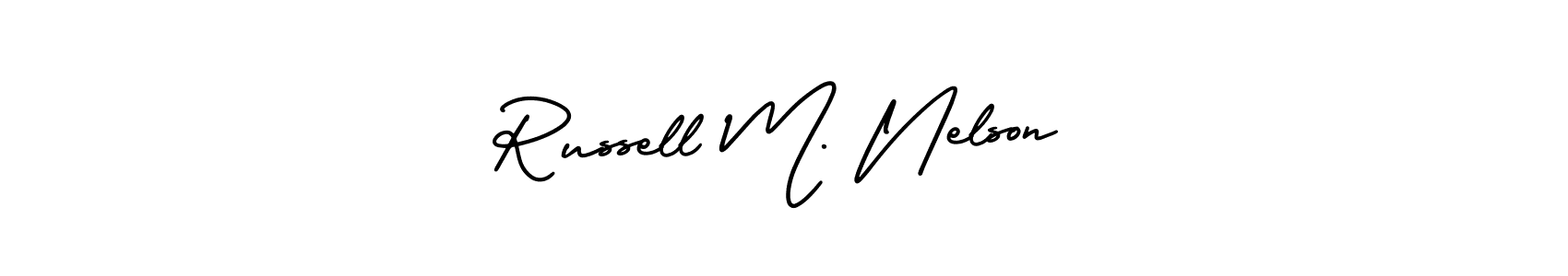 How to make Russell M. Nelson name signature. Use AmerikaSignatureDemo-Regular style for creating short signs online. This is the latest handwritten sign. Russell M. Nelson signature style 3 images and pictures png