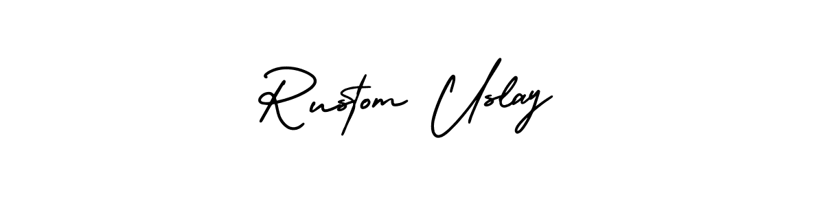 How to Draw Rustom Uslay signature style? AmerikaSignatureDemo-Regular is a latest design signature styles for name Rustom Uslay. Rustom Uslay signature style 3 images and pictures png