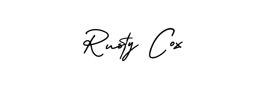 Rusty Cox stylish signature style. Best Handwritten Sign (AmerikaSignatureDemo-Regular) for my name. Handwritten Signature Collection Ideas for my name Rusty Cox. Rusty Cox signature style 3 images and pictures png