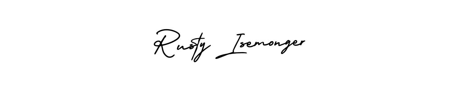 How to make Rusty Isemonger name signature. Use AmerikaSignatureDemo-Regular style for creating short signs online. This is the latest handwritten sign. Rusty Isemonger signature style 3 images and pictures png