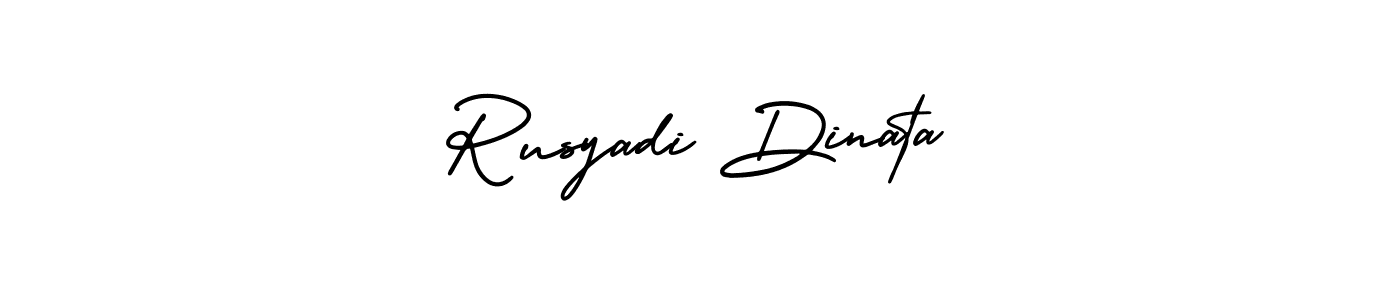 Use a signature maker to create a handwritten signature online. With this signature software, you can design (AmerikaSignatureDemo-Regular) your own signature for name Rusyadi Dinata. Rusyadi Dinata signature style 3 images and pictures png