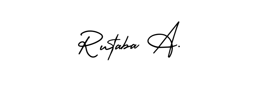 Also You can easily find your signature by using the search form. We will create Rutaba A. name handwritten signature images for you free of cost using AmerikaSignatureDemo-Regular sign style. Rutaba A. signature style 3 images and pictures png