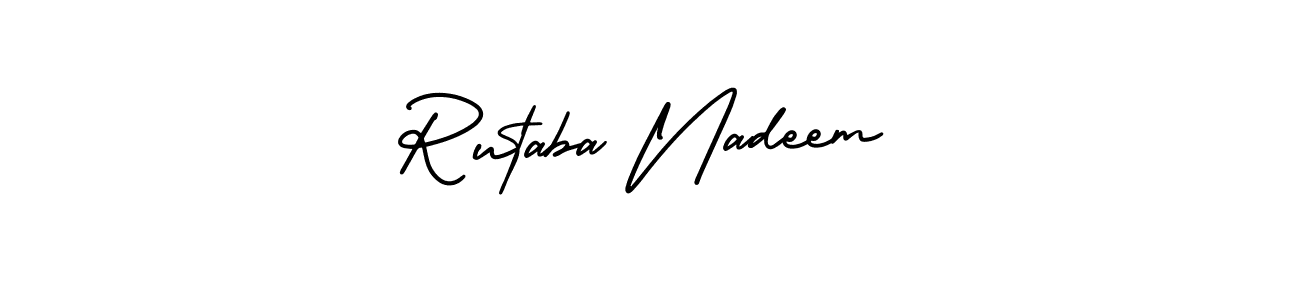 Check out images of Autograph of Rutaba Nadeem name. Actor Rutaba Nadeem Signature Style. AmerikaSignatureDemo-Regular is a professional sign style online. Rutaba Nadeem signature style 3 images and pictures png