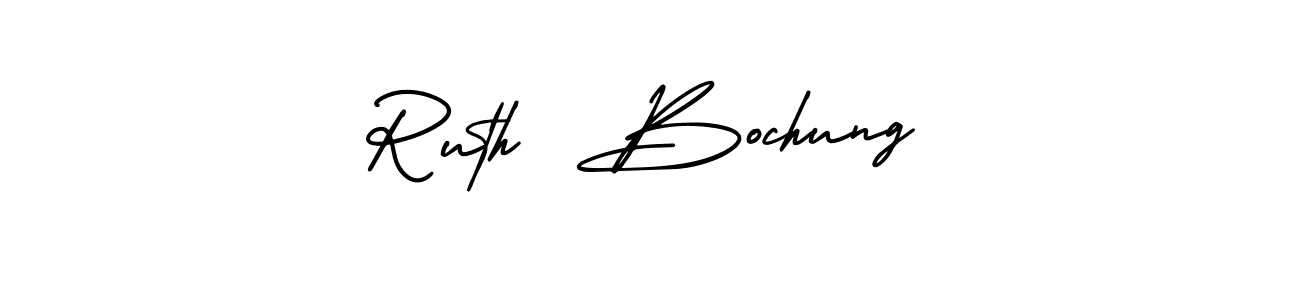 You should practise on your own different ways (AmerikaSignatureDemo-Regular) to write your name (Ruth  Bochung) in signature. don't let someone else do it for you. Ruth  Bochung signature style 3 images and pictures png