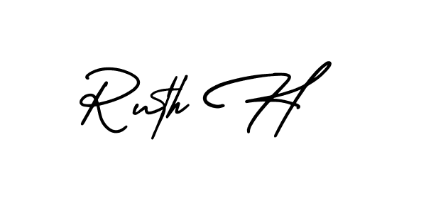 How to make Ruth H name signature. Use AmerikaSignatureDemo-Regular style for creating short signs online. This is the latest handwritten sign. Ruth H signature style 3 images and pictures png