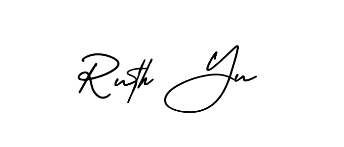 The best way (AmerikaSignatureDemo-Regular) to make a short signature is to pick only two or three words in your name. The name Ruth Yu include a total of six letters. For converting this name. Ruth Yu signature style 3 images and pictures png