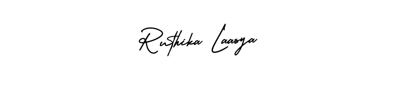 The best way (AmerikaSignatureDemo-Regular) to make a short signature is to pick only two or three words in your name. The name Ruthika Laasya include a total of six letters. For converting this name. Ruthika Laasya signature style 3 images and pictures png