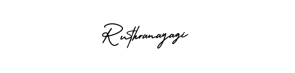 The best way (AmerikaSignatureDemo-Regular) to make a short signature is to pick only two or three words in your name. The name Ruthranayagi include a total of six letters. For converting this name. Ruthranayagi signature style 3 images and pictures png