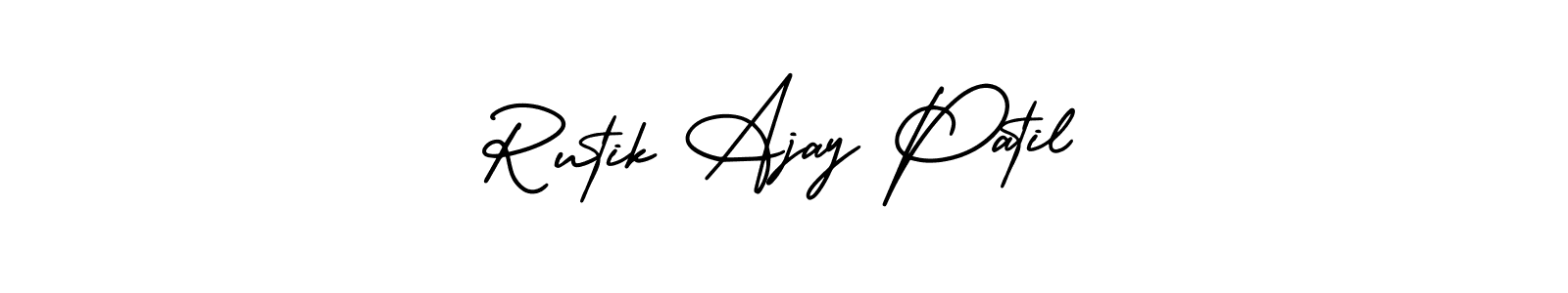 This is the best signature style for the Rutik Ajay Patil name. Also you like these signature font (AmerikaSignatureDemo-Regular). Mix name signature. Rutik Ajay Patil signature style 3 images and pictures png