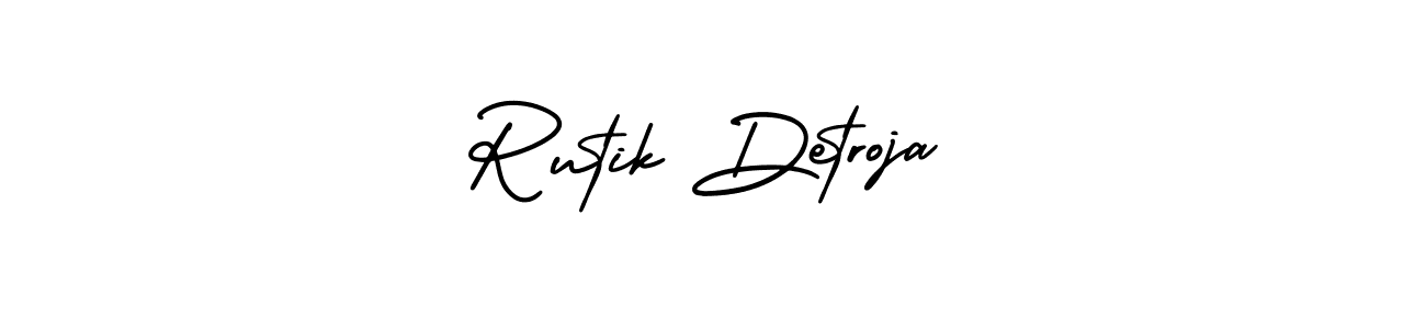 Rutik Detroja stylish signature style. Best Handwritten Sign (AmerikaSignatureDemo-Regular) for my name. Handwritten Signature Collection Ideas for my name Rutik Detroja. Rutik Detroja signature style 3 images and pictures png