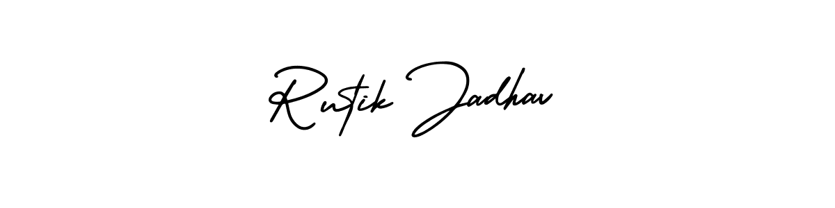 Create a beautiful signature design for name Rutik Jadhav. With this signature (AmerikaSignatureDemo-Regular) fonts, you can make a handwritten signature for free. Rutik Jadhav signature style 3 images and pictures png