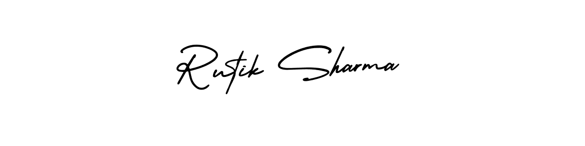 How to make Rutik Sharma name signature. Use AmerikaSignatureDemo-Regular style for creating short signs online. This is the latest handwritten sign. Rutik Sharma signature style 3 images and pictures png