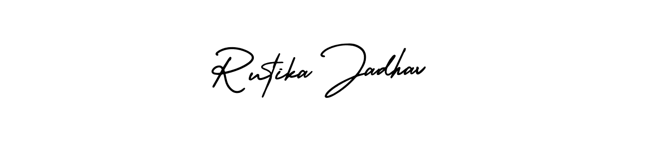 How to make Rutika Jadhav signature? AmerikaSignatureDemo-Regular is a professional autograph style. Create handwritten signature for Rutika Jadhav name. Rutika Jadhav signature style 3 images and pictures png