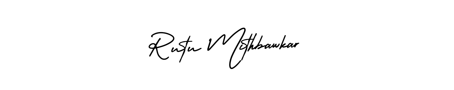 Rutu Mithbawkar stylish signature style. Best Handwritten Sign (AmerikaSignatureDemo-Regular) for my name. Handwritten Signature Collection Ideas for my name Rutu Mithbawkar. Rutu Mithbawkar signature style 3 images and pictures png