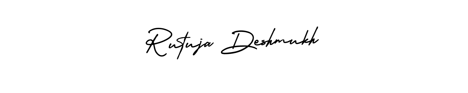 This is the best signature style for the Rutuja Deshmukh name. Also you like these signature font (AmerikaSignatureDemo-Regular). Mix name signature. Rutuja Deshmukh signature style 3 images and pictures png