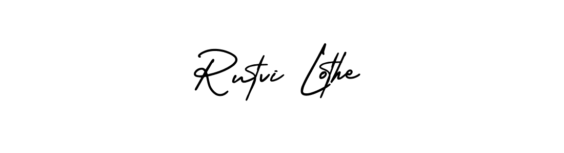 The best way (AmerikaSignatureDemo-Regular) to make a short signature is to pick only two or three words in your name. The name Rutvi Lothe include a total of six letters. For converting this name. Rutvi Lothe signature style 3 images and pictures png