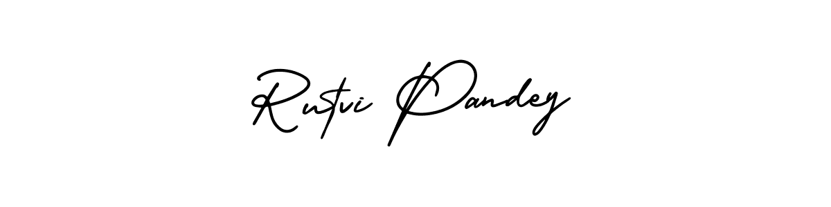 The best way (AmerikaSignatureDemo-Regular) to make a short signature is to pick only two or three words in your name. The name Rutvi Pandey include a total of six letters. For converting this name. Rutvi Pandey signature style 3 images and pictures png