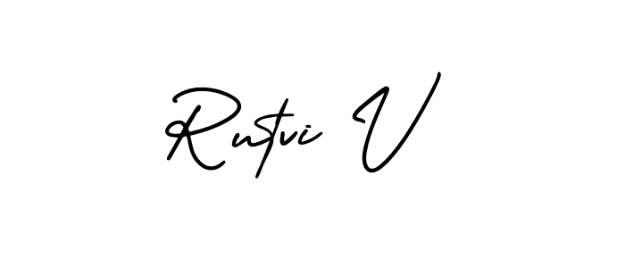 This is the best signature style for the Rutvi V name. Also you like these signature font (AmerikaSignatureDemo-Regular). Mix name signature. Rutvi V signature style 3 images and pictures png