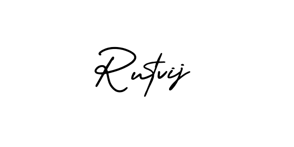 It looks lik you need a new signature style for name Rutvij. Design unique handwritten (AmerikaSignatureDemo-Regular) signature with our free signature maker in just a few clicks. Rutvij signature style 3 images and pictures png