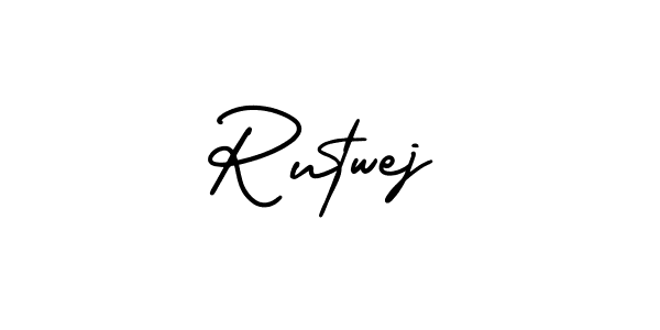 How to make Rutwej name signature. Use AmerikaSignatureDemo-Regular style for creating short signs online. This is the latest handwritten sign. Rutwej signature style 3 images and pictures png
