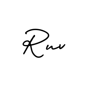 Ruv stylish signature style. Best Handwritten Sign (AmerikaSignatureDemo-Regular) for my name. Handwritten Signature Collection Ideas for my name Ruv. Ruv signature style 3 images and pictures png