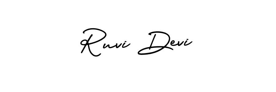 The best way (AmerikaSignatureDemo-Regular) to make a short signature is to pick only two or three words in your name. The name Ruvi Devi include a total of six letters. For converting this name. Ruvi Devi signature style 3 images and pictures png