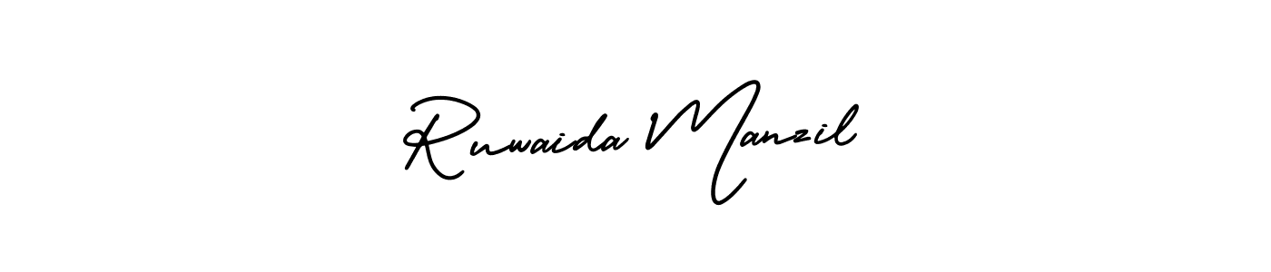 if you are searching for the best signature style for your name Ruwaida Manzil. so please give up your signature search. here we have designed multiple signature styles  using AmerikaSignatureDemo-Regular. Ruwaida Manzil signature style 3 images and pictures png