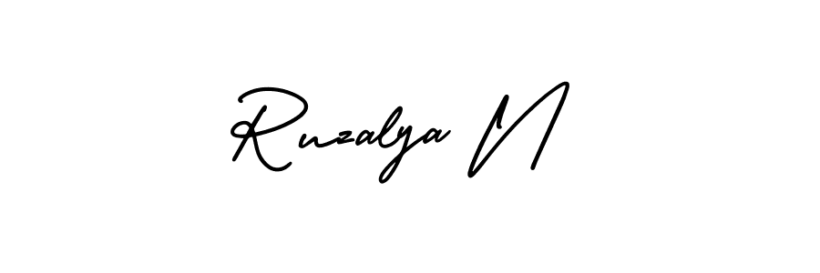 Ruzalya N stylish signature style. Best Handwritten Sign (AmerikaSignatureDemo-Regular) for my name. Handwritten Signature Collection Ideas for my name Ruzalya N. Ruzalya N signature style 3 images and pictures png