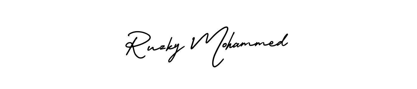Use a signature maker to create a handwritten signature online. With this signature software, you can design (AmerikaSignatureDemo-Regular) your own signature for name Ruzky Mohammed. Ruzky Mohammed signature style 3 images and pictures png