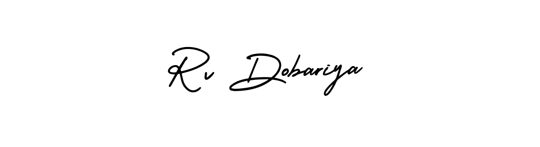 Make a beautiful signature design for name Rv Dobariya. With this signature (AmerikaSignatureDemo-Regular) style, you can create a handwritten signature for free. Rv Dobariya signature style 3 images and pictures png