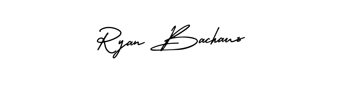 You should practise on your own different ways (AmerikaSignatureDemo-Regular) to write your name (Ryan Bachaus) in signature. don't let someone else do it for you. Ryan Bachaus signature style 3 images and pictures png