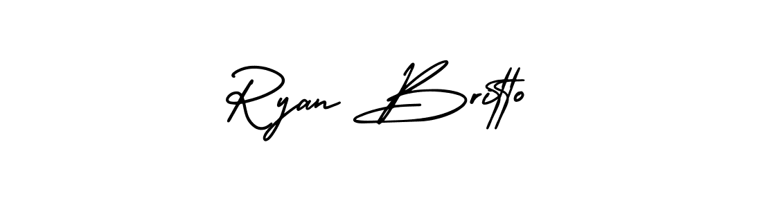 The best way (AmerikaSignatureDemo-Regular) to make a short signature is to pick only two or three words in your name. The name Ryan Britto include a total of six letters. For converting this name. Ryan Britto signature style 3 images and pictures png