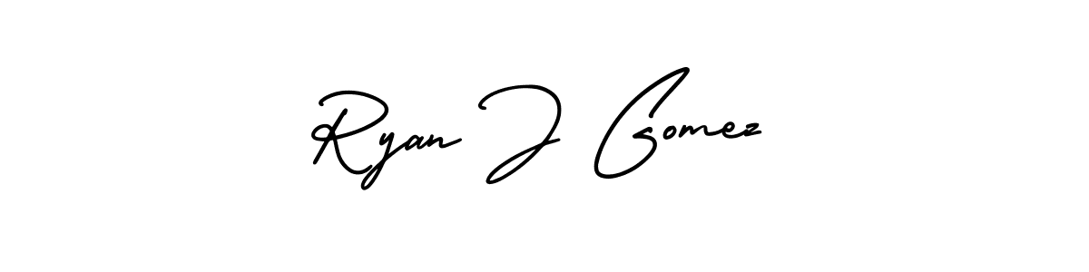 Ryan J Gomez stylish signature style. Best Handwritten Sign (AmerikaSignatureDemo-Regular) for my name. Handwritten Signature Collection Ideas for my name Ryan J Gomez. Ryan J Gomez signature style 3 images and pictures png