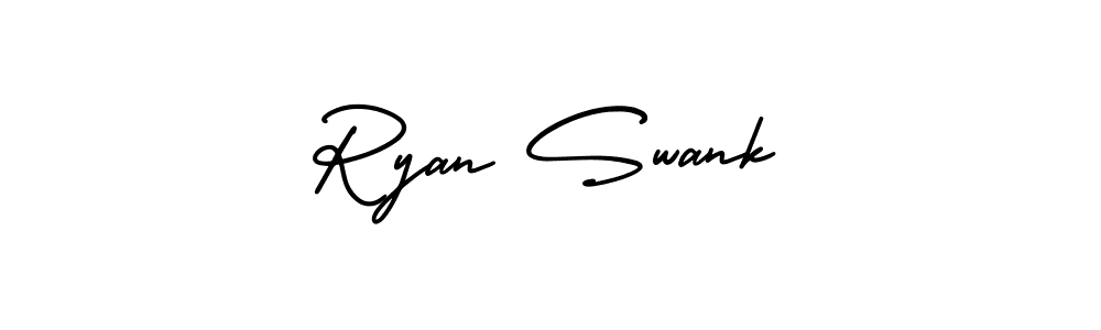 You should practise on your own different ways (AmerikaSignatureDemo-Regular) to write your name (Ryan Swank) in signature. don't let someone else do it for you. Ryan Swank signature style 3 images and pictures png