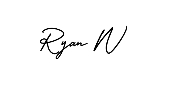 Ryan W stylish signature style. Best Handwritten Sign (AmerikaSignatureDemo-Regular) for my name. Handwritten Signature Collection Ideas for my name Ryan W. Ryan W signature style 3 images and pictures png