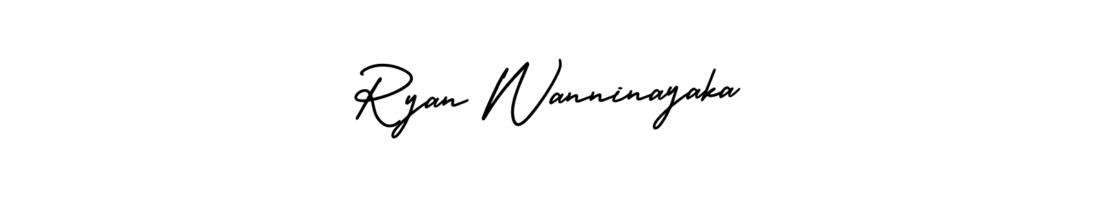 You should practise on your own different ways (AmerikaSignatureDemo-Regular) to write your name (Ryan Wanninayaka) in signature. don't let someone else do it for you. Ryan Wanninayaka signature style 3 images and pictures png