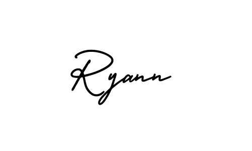 This is the best signature style for the Ryann name. Also you like these signature font (AmerikaSignatureDemo-Regular). Mix name signature. Ryann signature style 3 images and pictures png