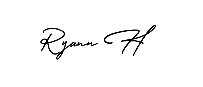 Design your own signature with our free online signature maker. With this signature software, you can create a handwritten (AmerikaSignatureDemo-Regular) signature for name Ryann H. Ryann H signature style 3 images and pictures png