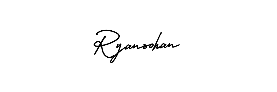 You should practise on your own different ways (AmerikaSignatureDemo-Regular) to write your name (Ryansohan) in signature. don't let someone else do it for you. Ryansohan signature style 3 images and pictures png