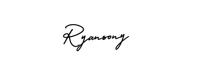 This is the best signature style for the Ryansony name. Also you like these signature font (AmerikaSignatureDemo-Regular). Mix name signature. Ryansony signature style 3 images and pictures png