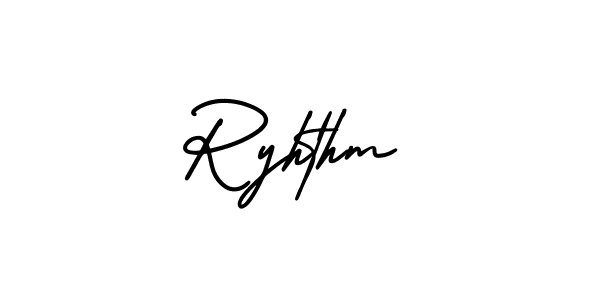 You should practise on your own different ways (AmerikaSignatureDemo-Regular) to write your name (Ryhthm) in signature. don't let someone else do it for you. Ryhthm signature style 3 images and pictures png